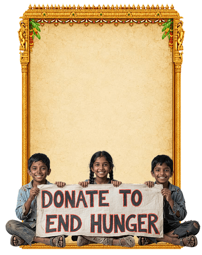 Children holding a hand-painted Donate to End Hunger banner