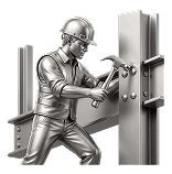 A craftsman shaping a steel column with a hammer