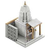 A scale model of the finished temple with its shikhara