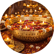 Basket of fresh flowers gathered for the deity