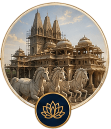 Completed chariot temple with horse statues