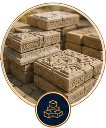 Carved stone blocks ready for construction