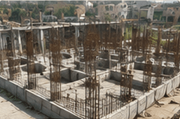 Temple foundation under construction