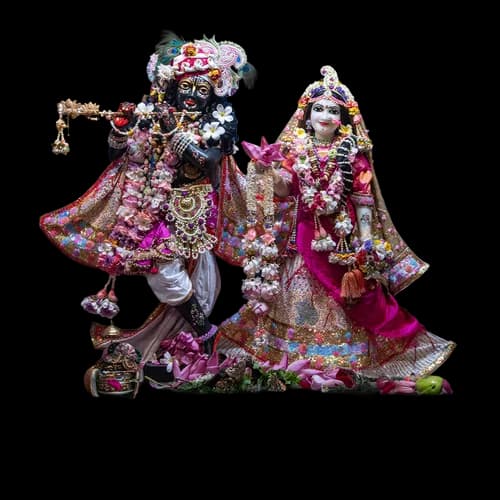 Sri Sri Radha Krishna adorned and decorated for darshan