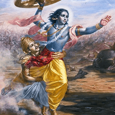 sri krishna holding chakra in hand